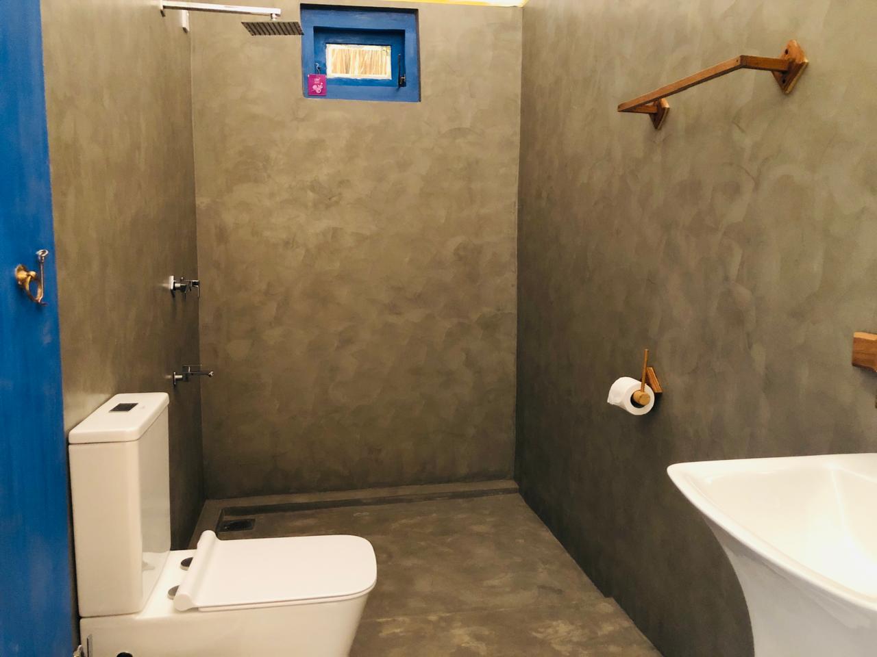 Room with blue doors